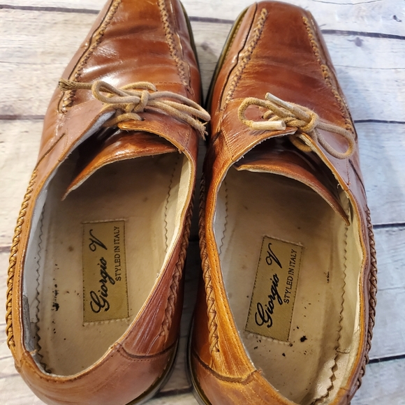 GIORGIO V MEN'S DRESS SHOES BROWN LEATHER DESIGNED IN ITALY SIZE 11M - Picture 9 of 13